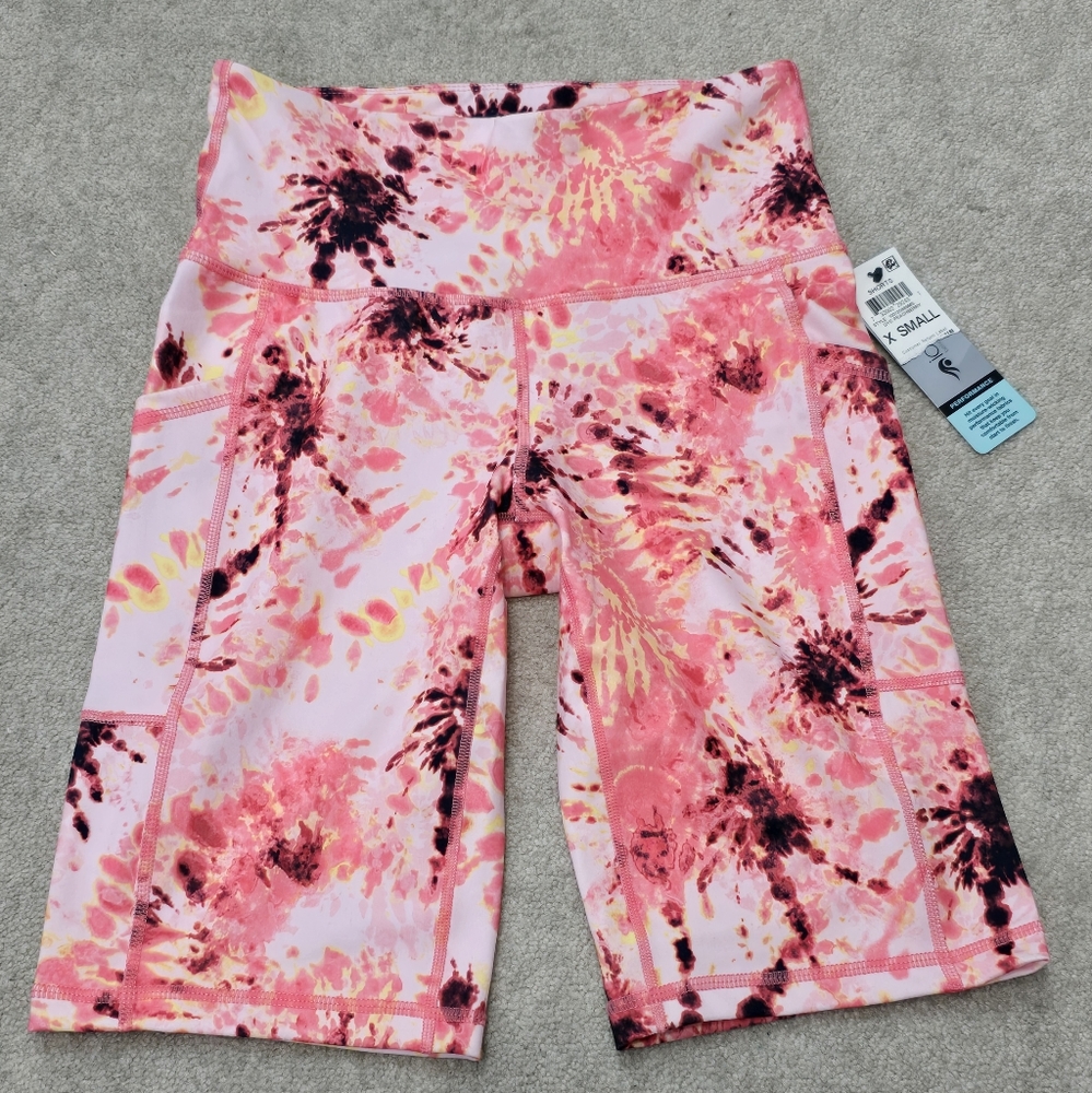 NWT Ideology Tie Dye Peach Workout Shorts w/Pockets Women's Size XS - Picture 2 of 4